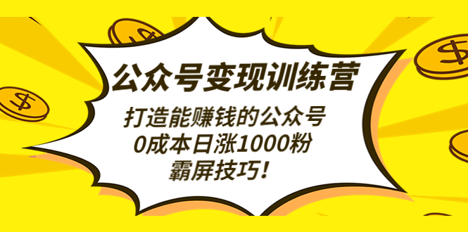 （4585期）公众号变现训练营（第3期）打造能赚钱的公众号，0成本日涨1000粉，霸屏技巧-韬哥副业项目资源网