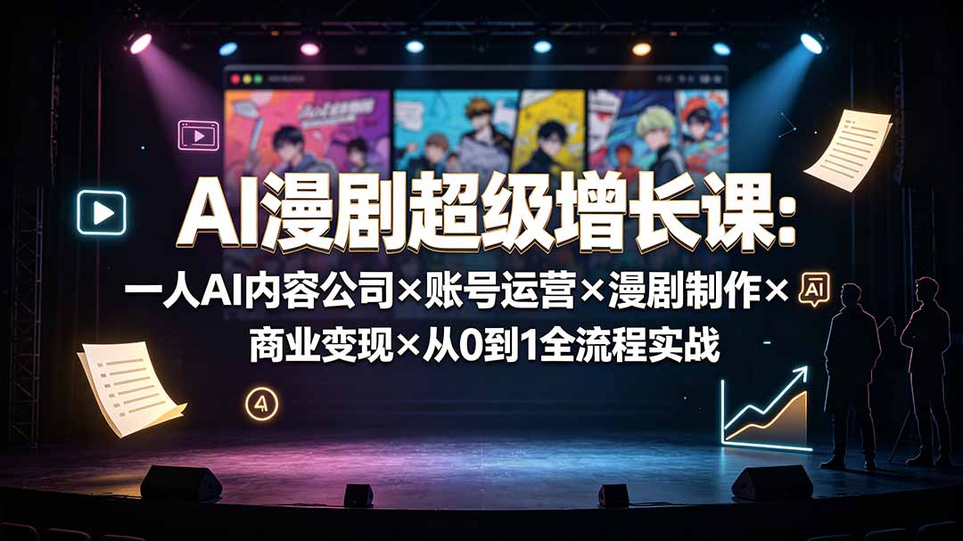 AI漫剧超级增长课:一人AI内容公司×账号运营×漫剧制作×商业变现×从0到1全流程实战-韬哥副业项目资源网