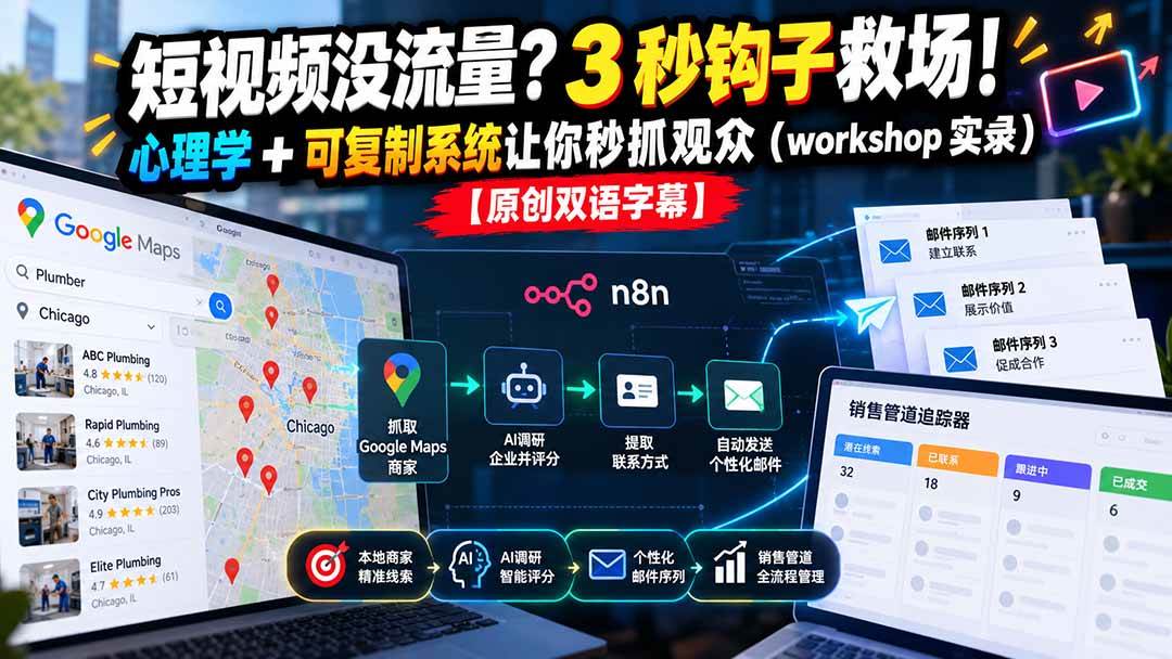 （21043期）短视频没流量？3 秒钩子救场！心理学 + 可复制系统让你秒抓观众（workshop 实录）【原创双语字幕】-韬哥副业项目资源网
