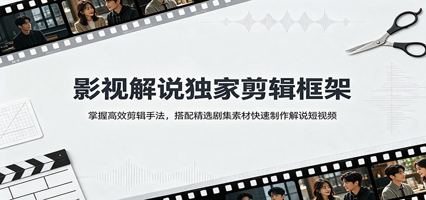 影视解说独家剪辑框架：掌握高效剪辑手法，搭配精选剧集素材快速制作解说短视频-韬哥副业项目资源网