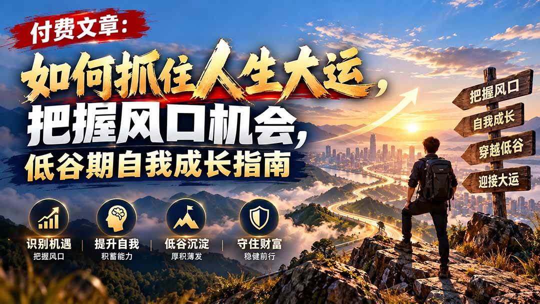 （20942期）付费文章：如何抓住人生大运，把握风口机会，低谷期自我成长指南-韬哥副业项目资源网