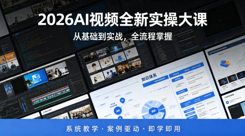 2026AI视频全新实操大课，从基础到实战，全流程掌握，系统教学·案例驱动·即学即用-韬哥副业项目资源网