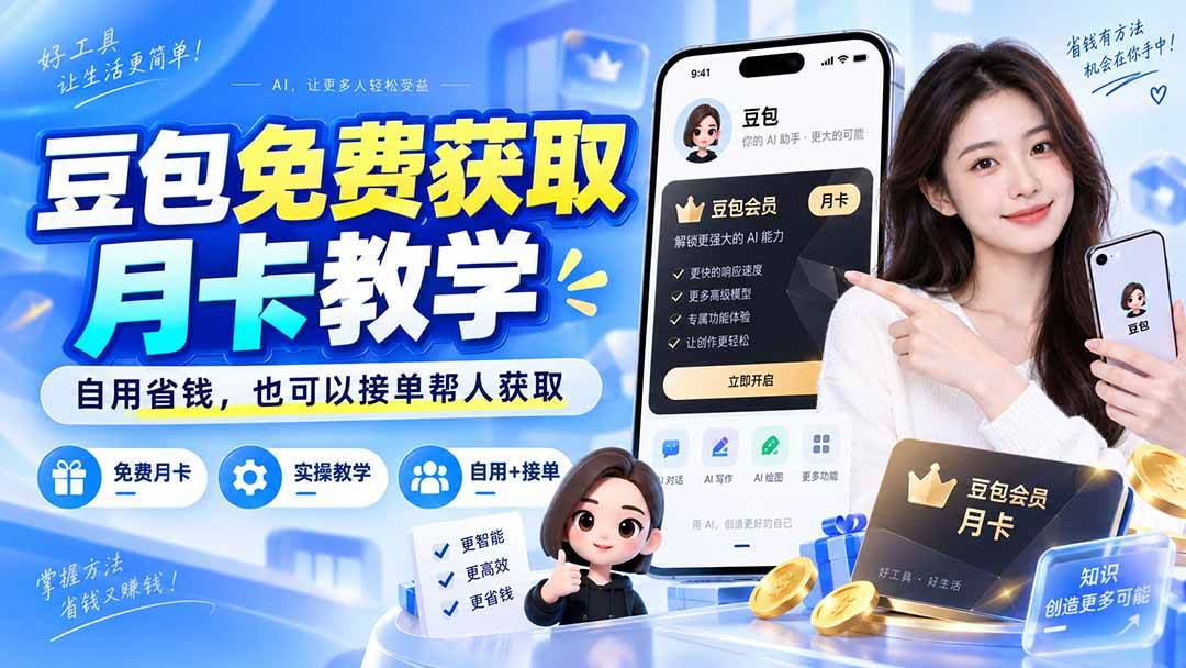 （20358期）豆包免费获取月卡教学，自用省钱，也可以接单帮人获取-韬哥副业项目资源网