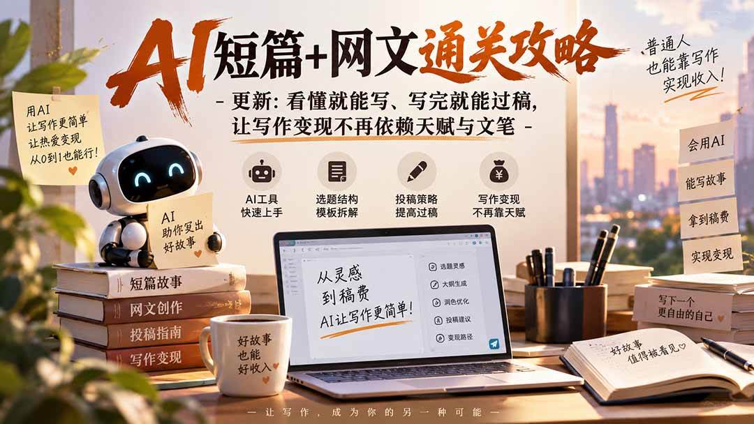 （20578期）AI短篇+网文通关攻略-更新0921：看懂就能写、写完就能过稿，让写作变现不再依赖天赋与文笔-韬哥副业项目资源网