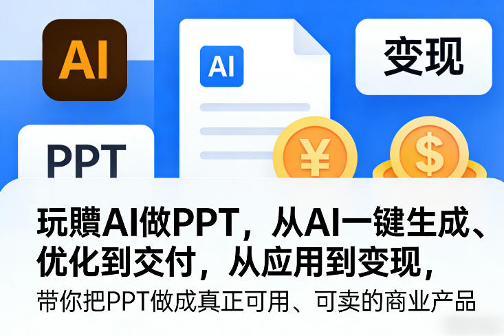 玩賺AI做PPT，从AI一键生成、优化到交付，从应用到变现，带你把PPT做成真正可用、可卖的商业产品（更新0904）-韬哥副业项目资源网