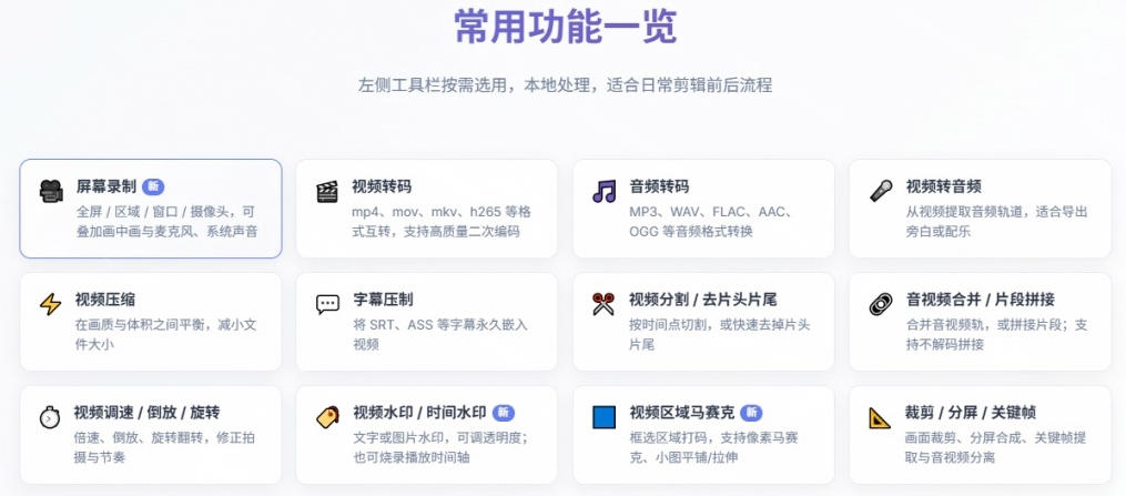 超强本地工具箱来了！内置屏幕录制、音视频切割合并、视频压缩提取等，永久免费蝌蚪视频转换大师-韬哥副业项目资源网
