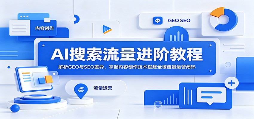 AI搜索流量进阶教程：解析GEO与SEO差异，掌握内容创作技术搭建全域流量运营闭环-韬哥副业项目资源网