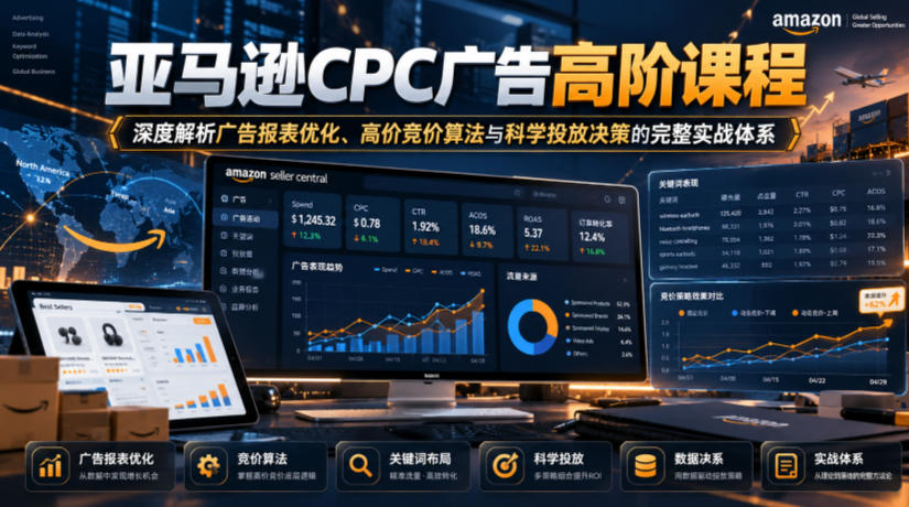 亚马逊CPC广告高阶课程，深度解析广告报表优化、高价竞价算法与科学投放决策的完整实战体系-韬哥副业项目资源网