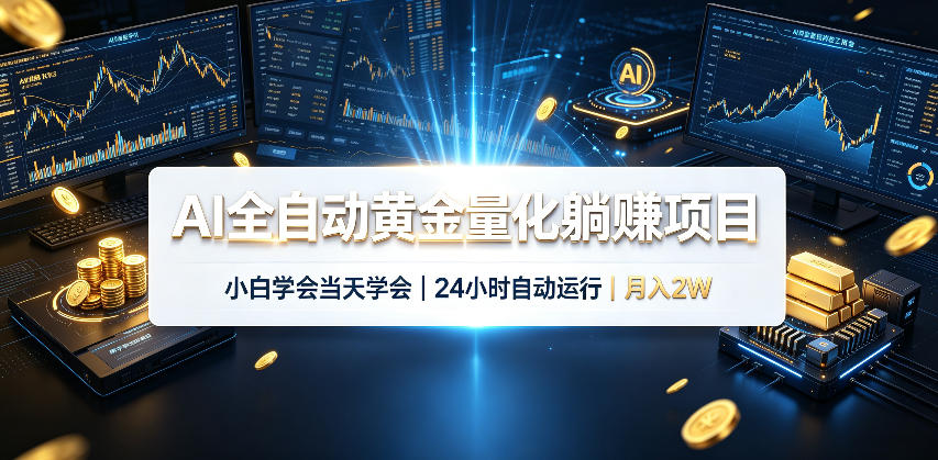 AI全自动黄金量化躺賺项目，24小时自动运行，月入2W！-韬哥副业项目资源网