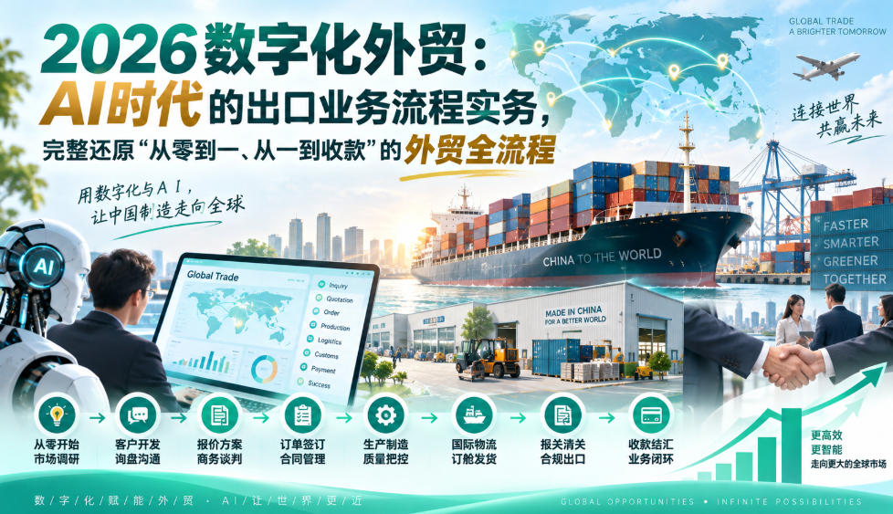 2026数字化外贸：AI时代的出口业务流程实务，完整还原”从零到一、从一到收款”的外贸全流程-韬哥副业项目资源网