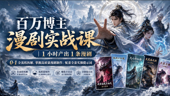 百万博主漫剧实战课|1小时产出1条漫剧,0‑1全流程拆解,掌握高质量漫剧制作,配套全套实操提示词-韬哥副业项目资源网