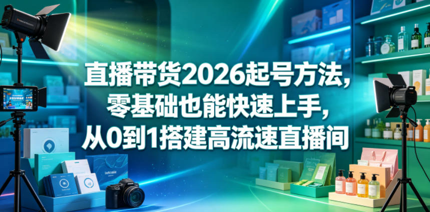 直播带货2026起号方法,零基础也能快速上手,从0到1搭建高流速直播间-韬哥副业项目资源网