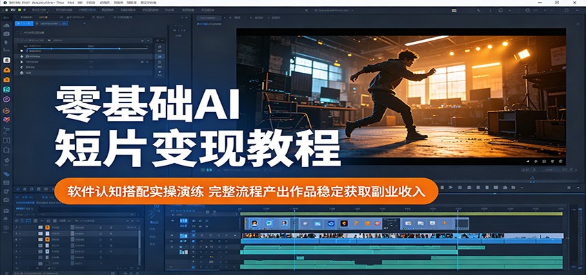 零基础AI短片变现教程：软件认知搭配实操演练，完整流程产出作品稳定获取副业收入-韬哥副业项目资源网