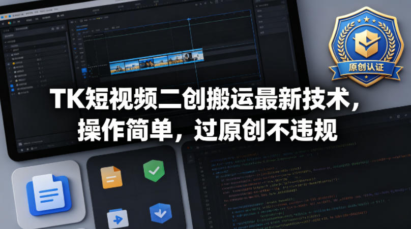 TK短视频二创搬运最新技术，操作简单，过原创不违规-韬哥副业项目资源网