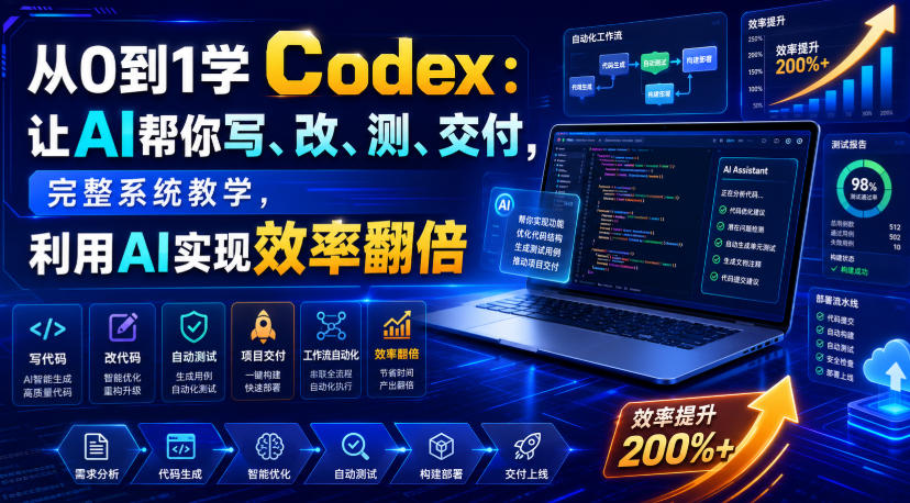 从0到1学Codex：让AI帮你写、改、测、交付，完整系统教学，利用AI实现效率翻倍（更新0918）-韬哥副业项目资源网
