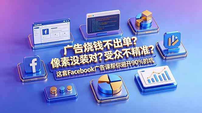 广告烧钱不出单?像素没装对?受众不精准?这套Facebook广告课帮你避开90%的坑-原创双语字幕-韬哥副业项目资源网