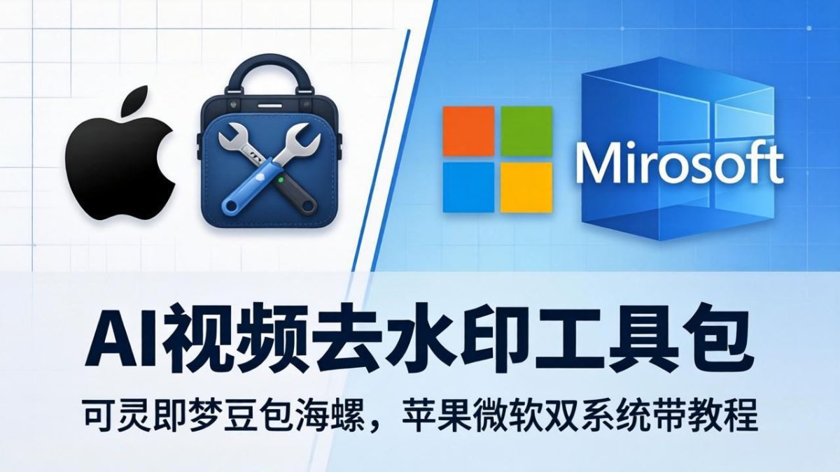 AI视频去水印工具包：可灵即梦豆包海螺，苹果微软双系统带教程-韬哥副业项目资源网