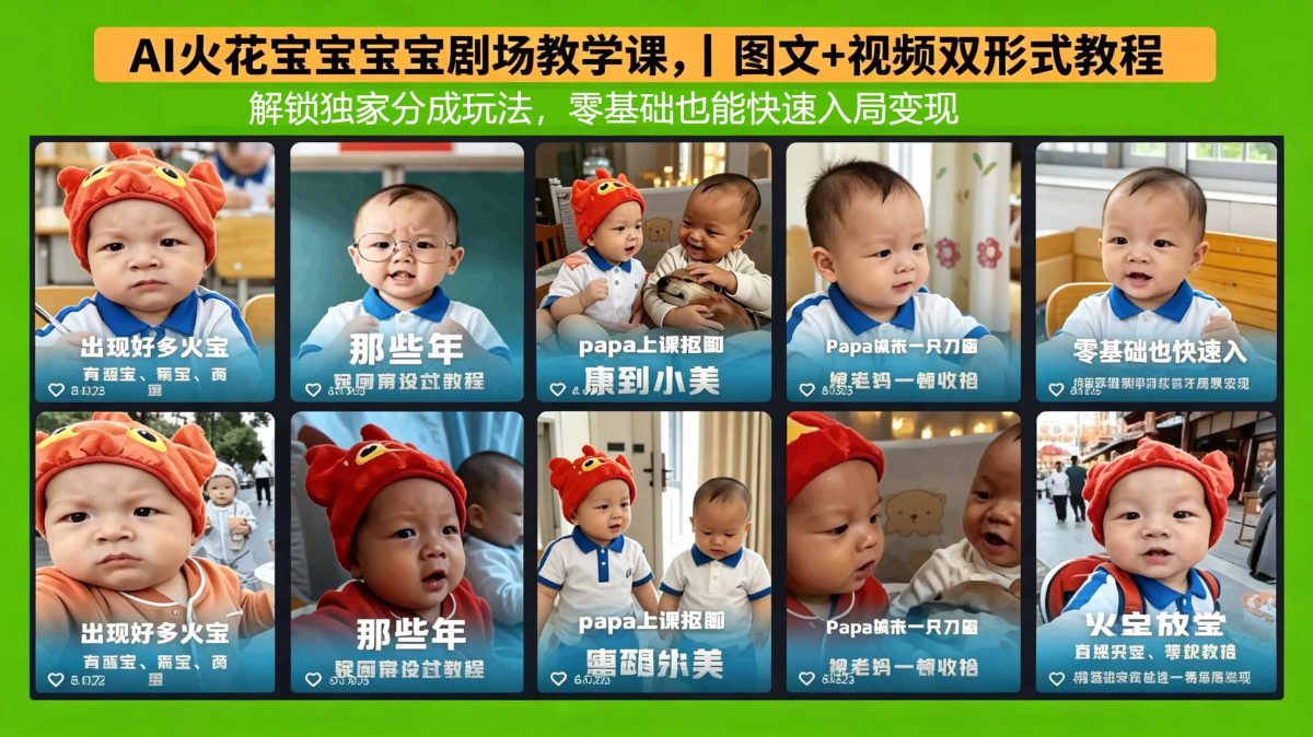AI火花宝宝宝宝剧场教学课，图文+视频双形式教程，解锁独家分成玩法，零基础也能快速入局变现-韬哥副业项目资源网