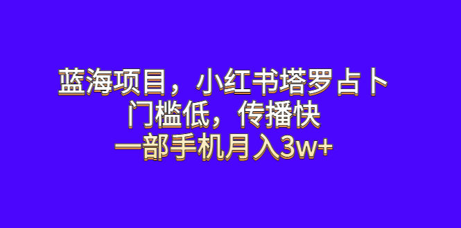 （6427期）蓝海项目，小红书塔罗占卜，门槛低，传播快，一部手机月入3w+-韬哥副业项目资源网