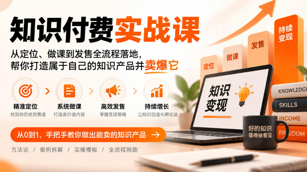 知识付费实战课：从定位、做课到发售全流程落地，帮你打造属于自己的知识产品并卖爆它-韬哥副业项目资源网