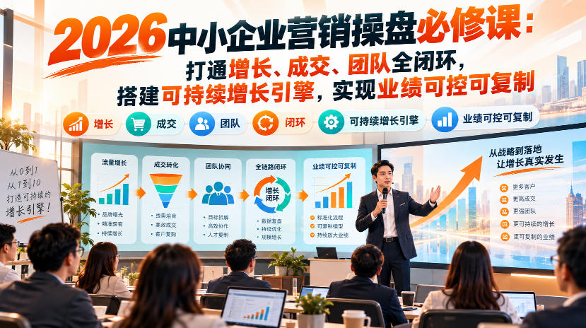 2026中小企业营销操盘必修课：打通增长、成交、团队全闭环，搭建可持续增长引擎，实现业绩可控可复制-韬哥副业项目资源网