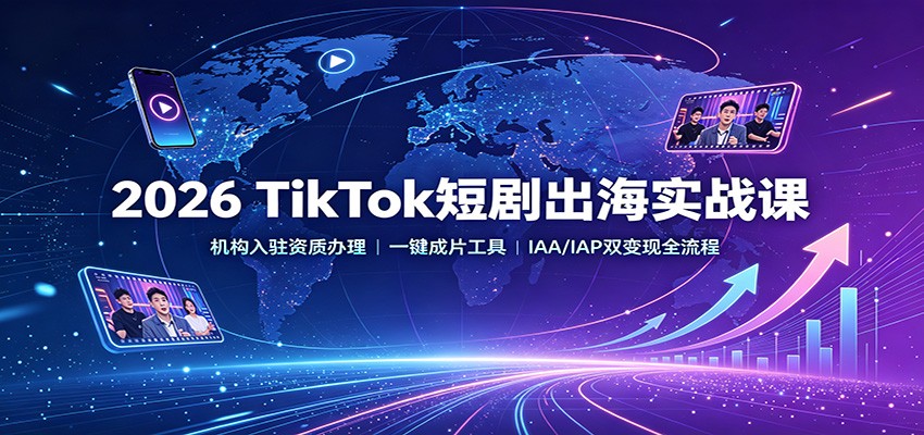 2026 TikTok短剧出海实战课：机构入驻资质办理，一键成片工具，IAA/IAP双变现全流程-韬哥副业项目资源网