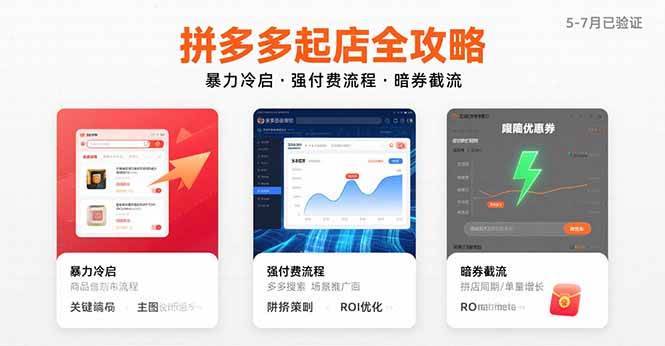 （15670期）拼多多起店全攻略，暴力冷启，强付费流程，暗券截流，5-7月已验证的方法-韬哥副业项目资源网