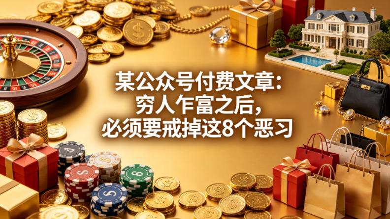 某公众号付费文章：穷人乍富之后，必须要戒掉这8个恶习-韬哥副业项目资源网