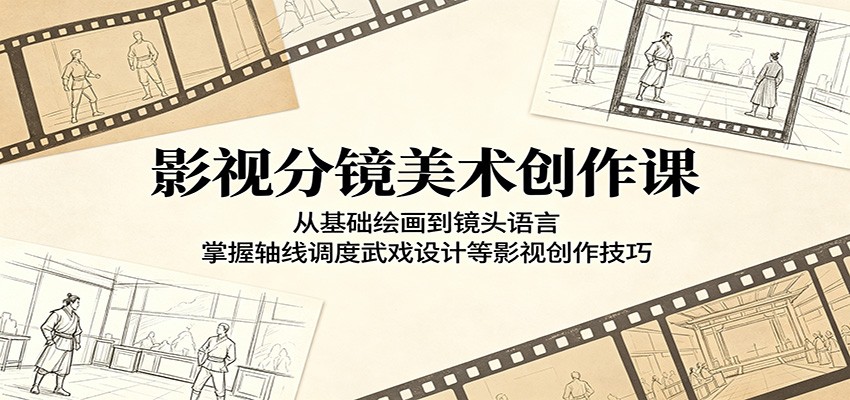 影视分镜美术创作课：从基础绘画到镜头语言，掌握轴线调度武戏设计等影视创作技巧-韬哥副业项目资源网