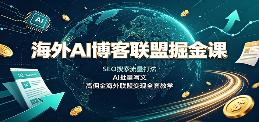 海外AI博客联盟掘金课:SEO搜索流量打法,AI批量写文,高佣金海外联盟变现全套教学-韬哥副业项目资源网