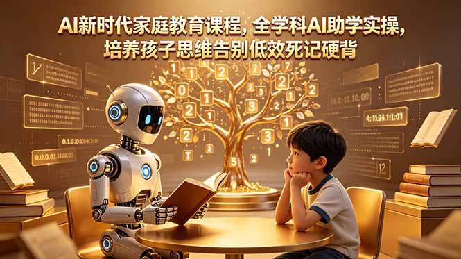 AI新时代家庭教育课程，全学科AI助学实操，培养孩子思维告别低效死记硬背-韬哥副业项目资源网