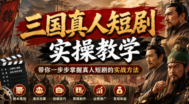 三国真人短剧实操教学，带你一步步掌握真人短剧的实战方法-韬哥副业项目资源网