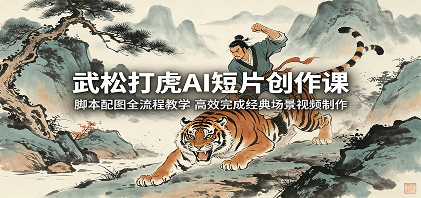 武松打虎AI短片创作课：脚本配图全流程教学，高效完成经典场景视频制作-韬哥副业项目资源网