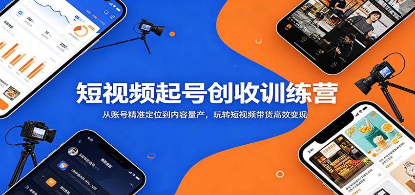 短视频起号创收训练营：从账号精准定位到内容量产，玩转短视频带货高效变现-韬哥副业项目资源网
