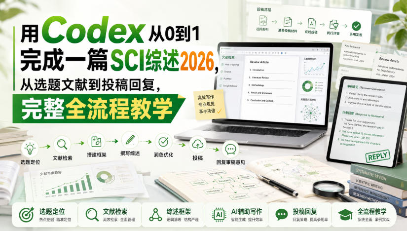用Codex从0到1完成一篇SCI综述2026,从选题文献到投稿回复,完整全流程教学-韬哥副业项目资源网