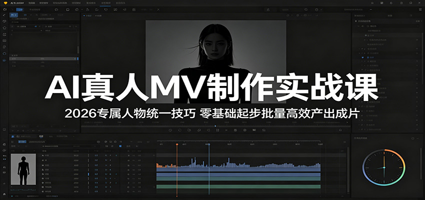 AI真人MV制作实战课：2026专属人物统一技巧，零基础起步批量高效产出成片-韬哥副业项目资源网