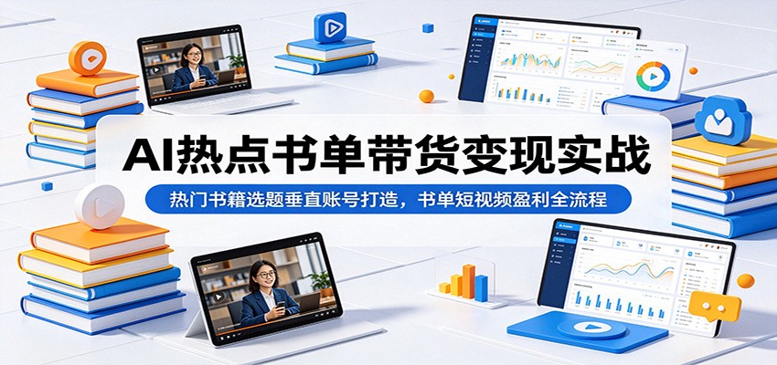 AI热点书单带货变现实战:热门书籍选题垂直账号打造,书单短视频盈利全流程-韬哥副业项目资源网