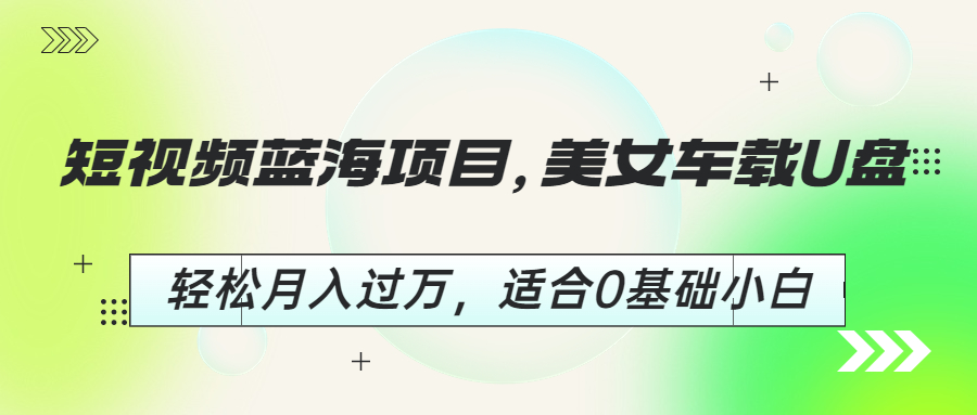 (6619期)短视频蓝海项目，美女车载U盘，轻松月入过万，适合0基础小白-韬哥副业项目资源网