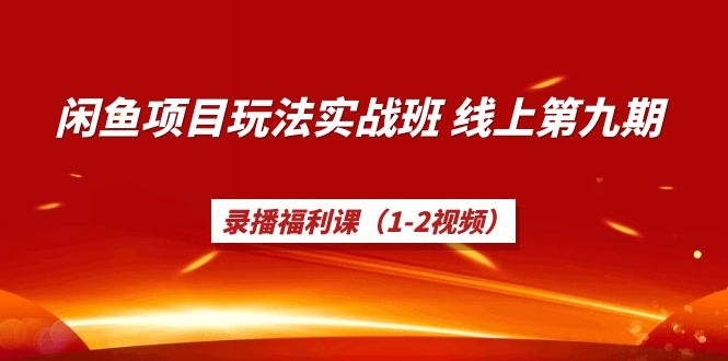 （1235期）宅男《闲鱼项目玩法实战班》线上第九期，录播福利课（1-2视频）-韬哥副业项目资源网