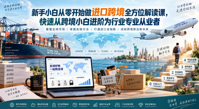 新手小白从零开始做进口跨境全方位解读课，快速从跨境小白进阶为行业专业从业者-韬哥副业项目资源网