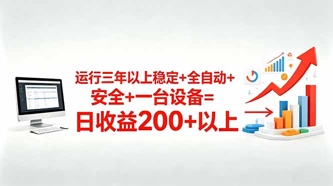 三年以上稳定+全自动+安全+一台设备=日收益200+-韬哥副业项目资源网