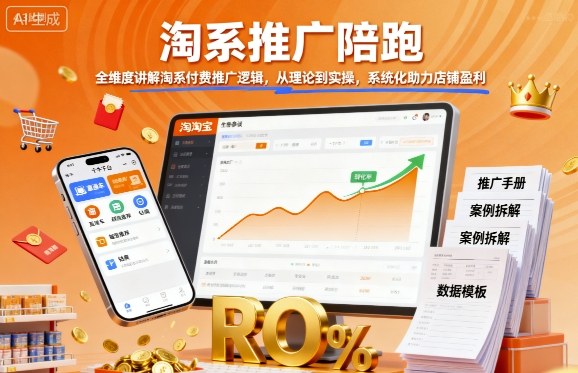 淘系推广陪跑，全维度讲解淘系付费推广逻辑，从理论到实操，系统化助力店铺盈利-韬哥副业项目资源网