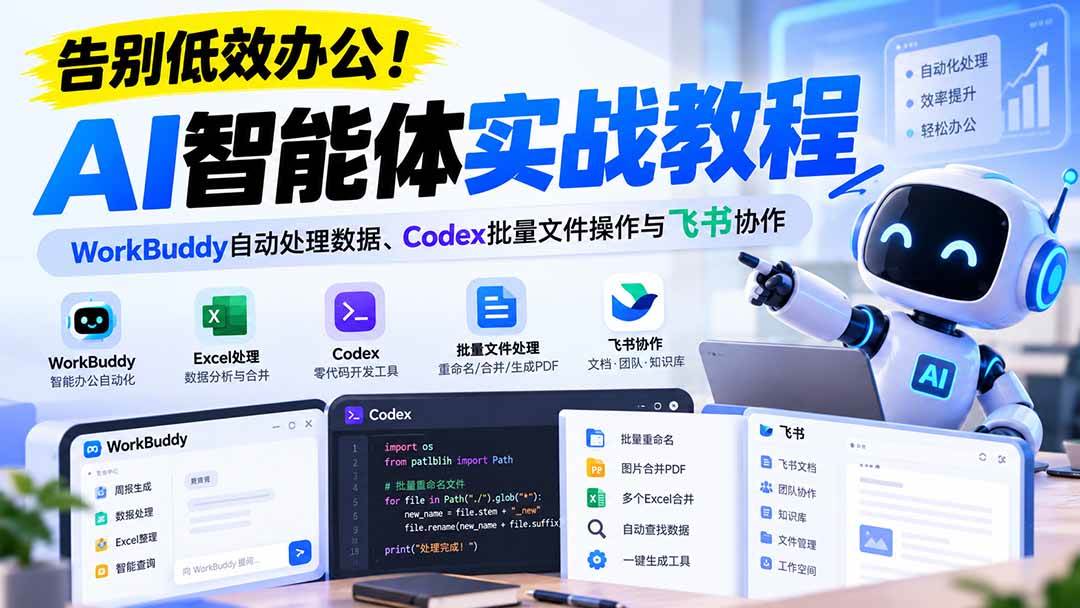 （21193期）【无水印】告别低效办公！《AI智能体实战教程》WorkBuddy自动处理数据、Codex批量文件操作与飞书协作-韬哥副业项目资源网