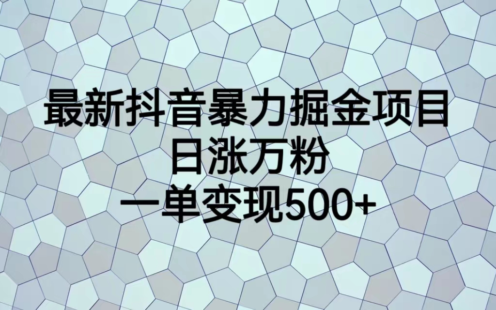 （6660期）最新抖音暴力掘金项目，日涨万粉，一单变现500+-韬哥副业项目资源网