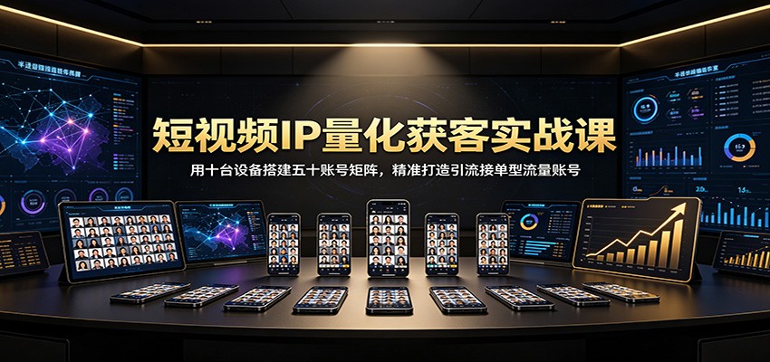 短视频IP量化获客实战课：用十台设备搭建五十账号矩阵，精准打造引流接单型流量账号-韬哥副业项目资源网