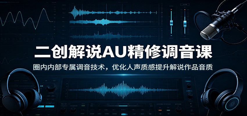 二创解说AU精修调音课:圈内内部专属调音技术,优化人声质感提升解说作品音质-韬哥副业项目资源网