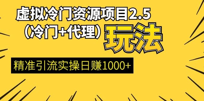 图片[1]-（1185期）虚拟冷门资源项目2.5（冷门&代理玩法） 精准引流实操日赚1000+(更新中)-韬哥副业项目资源网