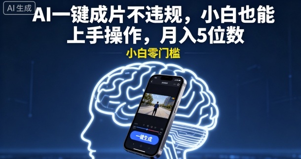 AI一键成片不违规，小白也能上手操作，月入5位数-韬哥副业项目资源网