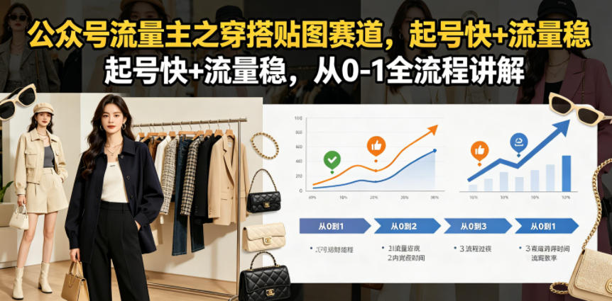 公众号流量主之穿搭贴图赛道，起号快+流量稳，从0-1全流程讲解-韬哥副业项目资源网