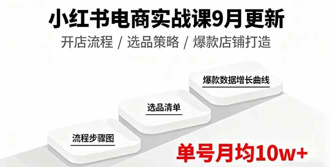 （16120期）小红书电商实战课9月更新，开店流程/选品策略/爆款店铺打造，单号月均10w+-韬哥副业项目资源网